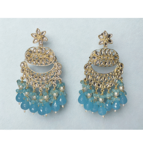 Aqua Bloom Chandbali Earrings