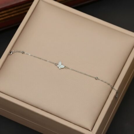 Elegant Mother-of-Pearl Butterfly Charm Bracelet