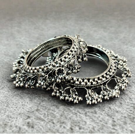 Oxidized Silver Jhumka Bangles (Set of 2)