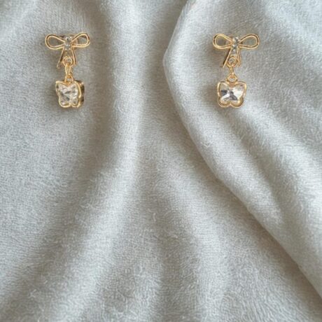 Dainty Glamour: Gold-Toned Butterfly Drop Earrings