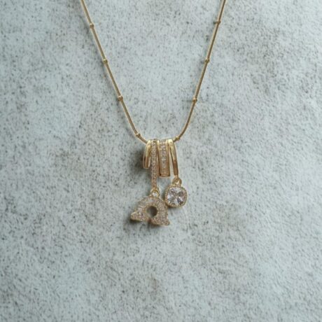 Gold Mixed-Cut Rainbow Dangle Necklace