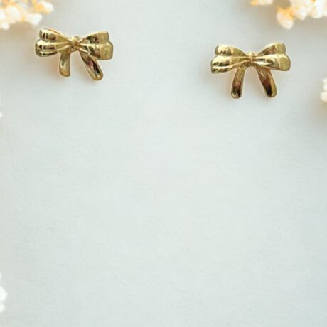 Dainty Bear Stud & White Cabochon Drop Earrings
