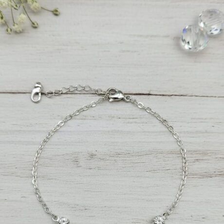 Gemstone Heart & Crystal Dangle Charm Bracelet