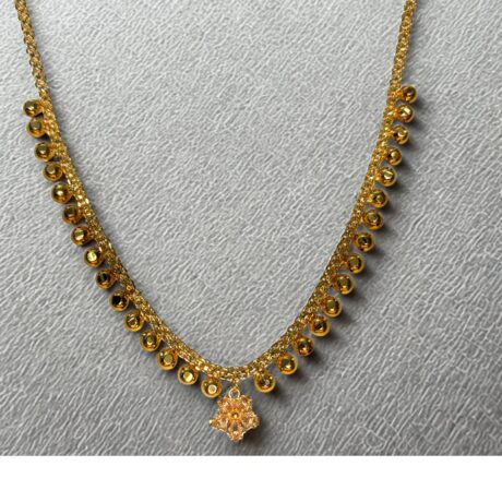 Naaz Gold Beaded Floral Pendant Necklace